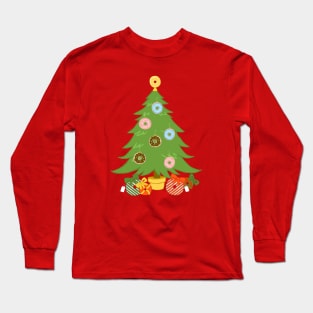 Donut Christmas Tree Xmas Holiday Long Sleeve T-Shirt